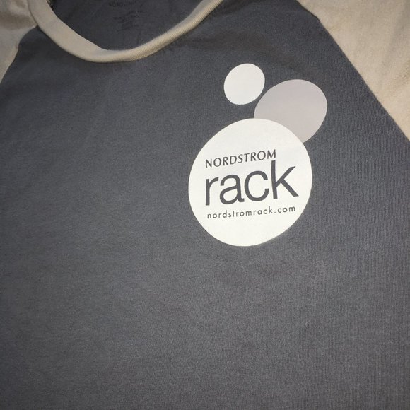 Nordstrom Rack Women S Tan Gray Raglan Short Sleeve 100% Cotton Pullover T-Shirt - Picture 2 of 7